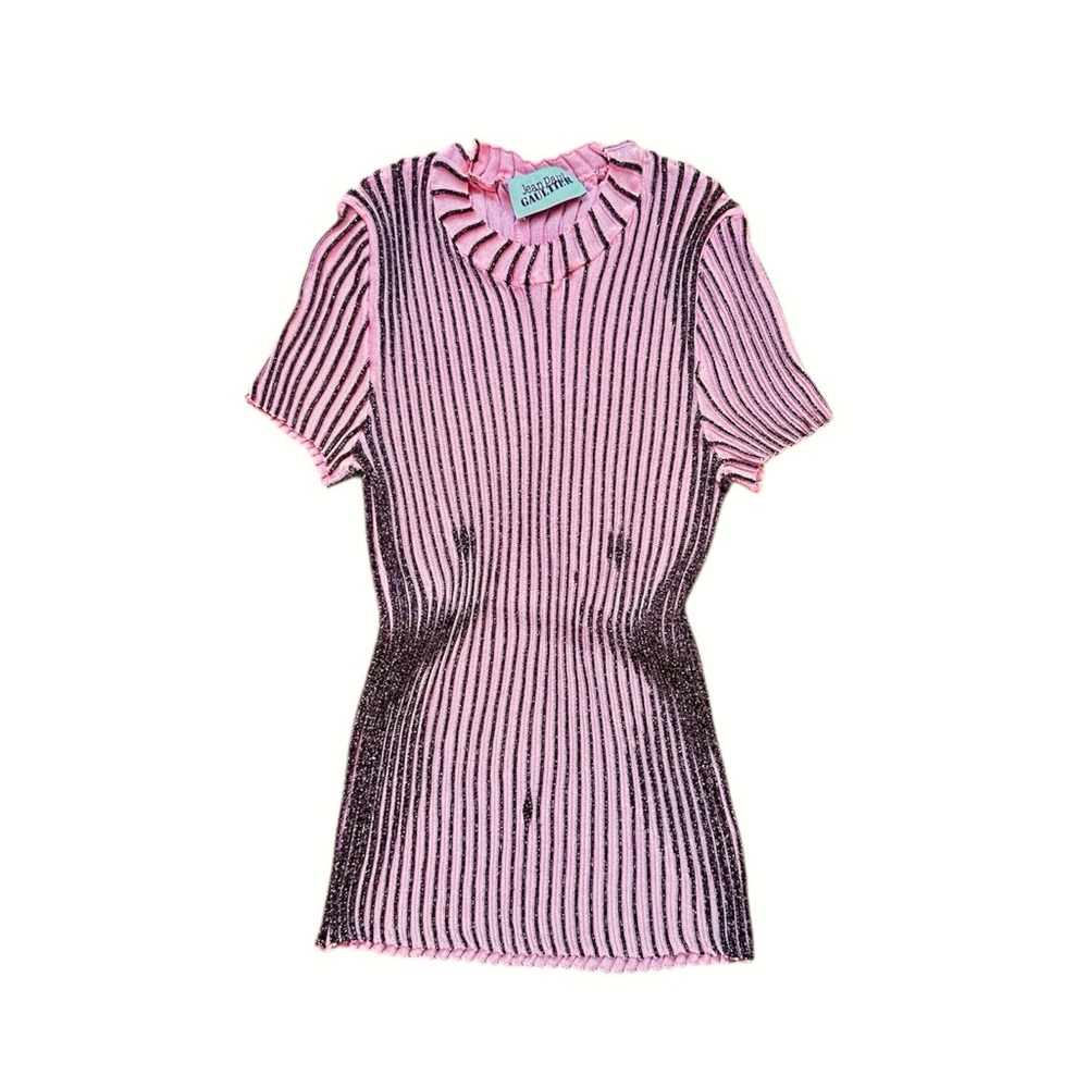 Jean Paul Gaultier Pink Metallic Female Body Trompe L’oeil Knit T-Shirt